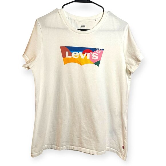Levi’s Women’s Graphic Batwing Logo T-Shirt – White, Size L - Picture 1 of 3